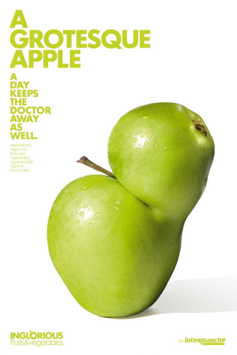 Intermarche introduced a new sub-brand inglorious fruit & vegetables: Grotesque Apple.